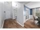 Grand foyer with hardwood flooring and beautiful French doors at 5512 Bridgeman Ct, Durham, NC 27703