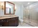 The bathroom has a vanity with a granite top and a glass-enclosed shower at 618 N Boylan Ave # 622, Raleigh, NC 27603