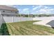 Fully fenced backyard featuring new lawn and a concrete patio, providing security and space at 729 Little Patch St, Zebulon, NC 27597