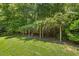 Secluded backyard with a trellised walkway amidst verdant foliage, creating a tranquil atmosphere at 800 Oxbow Crossing Rd, Chapel Hill, NC 27516
