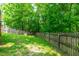 Private backyard with wood fence and lush green lawn, perfect for outdoor activities at 8600 Clivedon Dr, Raleigh, NC 27615