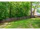 A spacious backyard enclosed by a wooden fence and surrounded by mature trees at 8600 Clivedon Dr, Raleigh, NC 27615
