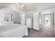Bedroom with neutral decor and a doorway that leads to the rest of the house at 9508 Vira Dr, Raleigh, NC 27617