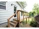 This property features a back deck with wooden stairs to the grassy backyard at 106 Eugene St, Carrboro, NC 27510