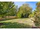 Spacious backyard with lawn area and mature trees, partially enclosed by a wooden fence at 117 Idlewild Ave, Raleigh, NC 27601