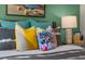 Up-close features stylish pillows, headboard and matching table lamps at 1205 Pavo Path, Wendell, NC 27591
