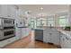 Bright kitchen with white cabinets, stainless steel appliances, and natural light at 12508 Angel Falls Rd, Raleigh, NC 27614