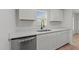 Modern kitchen with stainless steel dishwasher, sink and white cabinets at 1349 Crabtree Blvd, Raleigh, NC 27610