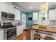 Charming kitchen with white cabinets, stainless steel appliances, and a butcher block island at 1431 Courtland Dr, Raleigh, NC 27604