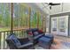 Relaxing screened-in porch features comfortable seating and an expansive backyard at 1520 Banks Brooke Dr, Raleigh, NC 27603