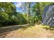 Spacious backyard surrounded by mature trees, great for outdoor activities and relaxation at 1613 Kilmer Ter, Durham, NC 27703