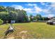 Large backyard with a swing, mature trees, and plenty of space for outdoor activities and gardening at 2006 Woodstone Dr, Archer Lodge, NC 27527