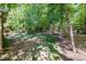 Secluded backyard surrounded by mature trees, offering privacy and natural beauty at 215 Hopesworth Ct, Hillsborough, NC 27278