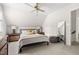 A bright bedroom with a ceiling fan, and coordinating furniture at 2481 Foxwood Dr, Chapel Hill, NC 27514