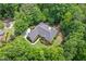Aerial view of a landscaped home with a lush, green backyard, showcasing its serene setting and well-maintained grounds at 27 Woodgate Ct, Durham, NC 27713