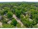 Aerial view of tree-lined street with houses and downtown skyline in the distance at 2704 Fairview Rd, Raleigh, NC 27608