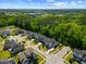 Scenic aerial view of a neighborhood featuring lush green trees, well-kept lawns, and tree-lined streets at 3029 Mountain Hill Dr, Wake Forest, NC 27587