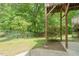 The home has a green backyard bordered by a chain-link fence at 306 N Sixth St, Mebane, NC 27302