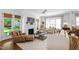 Bright living room with fireplace, comfortable seating, and access to the backyard through glass doors at 308 Furches St, Raleigh, NC 27607