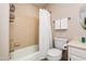 Updated bathroom with shower, bathtub and vanity at 3301 Manor Ridge Dr, Raleigh, NC 27603