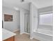 Bright bathroom featuring a large tub and a walk-in shower at 3801 Althorp Dr, Raleigh, NC 27616
