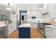 Beautiful kitchen with white cabinets, stainless steel appliances, and a center island with countertop seating at 5117 Dove Forest Ln, Apex, NC 27539