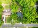Overhead shot revealing the tidy backyard of a well-maintained single Gathering home with green space at 529 Orindo Dr, Durham, NC 27713