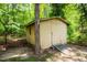 Exterior image of shed surrounded by lush greenery in wooded backyard at 529 Orindo Dr, Durham, NC 27713
