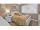 Bedroom with a plush bed, a bright window and white bedside table at 54 Malcolm Neal Path, Louisburg, NC 27549