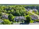 Aerial view of townhomes surrounded by lush trees and landscaping at 604 Oakfield Trl, Mebane, NC 27302