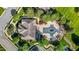 Bird's eye view of community pool with lush landscaping and surrounding neighborhood trees at 604 Oakfield Trl, Mebane, NC 27302