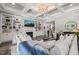 Bright and spacious living room with a fireplace and coffered ceilings at 6208 Old Miravalle Ct, Raleigh, NC 27614