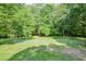 The expansive fenced backyard is bordered by lush trees, providing shade and a sense of privacy at 726 Thomas Rd, Rocky Mount, NC 27801
