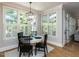 Sunny breakfast nook with large windows and plantation shutters, perfect for enjoying morning meals at 800 Skymont Dr, Holly Springs, NC 27540