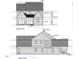 Blueprint of the rear elevation, showcasing the home's dimensions, roofline, and window placements at 109 Edenburgh Rd, Raleigh, NC 27608