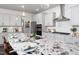 Elegant kitchen island with granite countertops and stainless steel appliances at 1102 Birchbark Rd, Durham, NC 27705