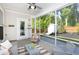 Relaxing screened-in porch with comfortable seating and a view of the landscaped backyard at 1102 Birchbark Rd, Durham, NC 27705