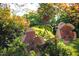 Whimsical backyard decor with a decorative metal sculpture and lush greenery, enhancing the outdoor ambiance at 19 Oak Dr, Durham, NC 27707