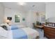 Charming bedroom with dual beds, a seating area, and whimsical floral wallpaper at 19 Oak Dr, Durham, NC 27707