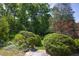 Stone steps lead up to a garden with lush greenery and blooming red roses at 19 Oak Dr, Durham, NC 27707