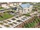 Aerial view of community gardens and outdoor grilling areas at 332 Cottage Hl, Knightdale, NC 27604
