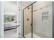 Modern shower with glass door, and sleek, updated design at 3609 Jordan Shires Dr, New Hill, NC 27562