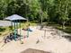A community playground area offers swings, slides, and climbing structures, surrounded by mature shade trees at 404 Emerywood Dr, Raleigh, NC 27615