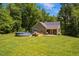 Nice-sized above ground pool in a spacious backyard, perfect for summer fun and relaxation at 4072 Mackenzie Dr, Haw River, NC 27258