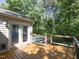 Wooden deck with access to the pool and views of the backyard at 4205 Woodlawn Dr, Raleigh, NC 27616