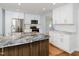This kitchen features white cabinets, stainless steel appliances, and beautiful countertops on the island and counters at 4205 Woodlawn Dr, Raleigh, NC 27616