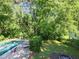 An inviting backyard featuring a covered pool, lounge chairs, and lush, mature landscaping at 4205 Woodlawn Dr, Raleigh, NC 27616