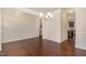 Elegant dining room shows hardwood floors and decorative trim, with easy access to the kitchen at 7508 Channery Way, Raleigh, NC 27616