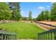 Spacious, green backyard features new landscaping and a view of the lush, tree-filled surroundings at 77 Ruffed Grouse, Chapel Hill, NC 27517