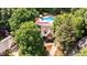 Aerial view of a private residence with a pool surrounded by lush greenery and mature trees at 7901 Farnham Ct, Raleigh, NC 27615